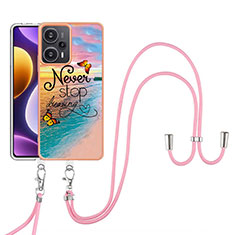 Coque Silicone Motif Fantaisie Souple Couleur Unie Etui Housse avec Laniere Strap YB3 pour Xiaomi Poco F5 5G Mixte