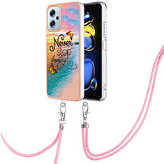 Coque Silicone Motif Fantaisie Souple Couleur Unie Etui Housse avec Laniere Strap YB3 pour Xiaomi Redmi Note 11T Pro 5G Mixte