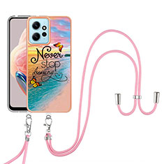 Coque Silicone Motif Fantaisie Souple Couleur Unie Etui Housse avec Laniere Strap YB3 pour Xiaomi Redmi Note 12 4G Mixte