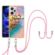 Coque Silicone Motif Fantaisie Souple Couleur Unie Etui Housse avec Laniere Strap YB3 pour Xiaomi Redmi Note 12 Explorer Mixte