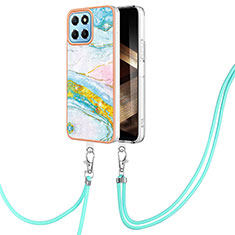 Coque Silicone Motif Fantaisie Souple Couleur Unie Etui Housse avec Laniere Strap YB5 pour Huawei Honor X8b Colorful