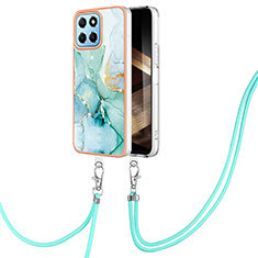 Coque Silicone Motif Fantaisie Souple Couleur Unie Etui Housse avec Laniere Strap YB5 pour Huawei Honor X8b Vert