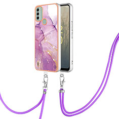 Coque Silicone Motif Fantaisie Souple Couleur Unie Etui Housse avec Laniere Strap YB5 pour Nokia C31 Blanc