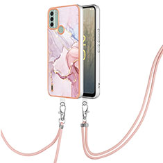 Coque Silicone Motif Fantaisie Souple Couleur Unie Etui Housse avec Laniere Strap YB5 pour Nokia C31 Rose