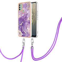 Coque Silicone Motif Fantaisie Souple Couleur Unie Etui Housse avec Laniere Strap YB5 pour Nokia C31 Violet