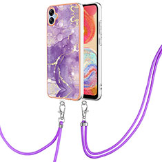 Coque Silicone Motif Fantaisie Souple Couleur Unie Etui Housse avec Laniere Strap YB5 pour Samsung Galaxy A04E Violet