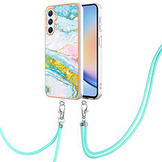 Coque Silicone Motif Fantaisie Souple Couleur Unie Etui Housse avec Laniere Strap YB5 pour Samsung Galaxy A25 5G Colorful