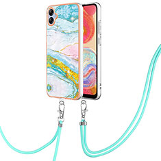 Coque Silicone Motif Fantaisie Souple Couleur Unie Etui Housse avec Laniere Strap YB5 pour Samsung Galaxy F04 Colorful