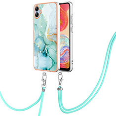 Coque Silicone Motif Fantaisie Souple Couleur Unie Etui Housse avec Laniere Strap YB5 pour Samsung Galaxy F04 Vert