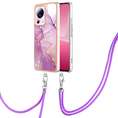 Coque Silicone Motif Fantaisie Souple Couleur Unie Etui Housse avec Laniere Strap YB5 pour Xiaomi Civi 2 5G Violet Clair