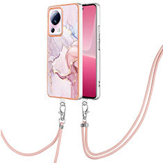 Coque Silicone Motif Fantaisie Souple Couleur Unie Etui Housse avec Laniere Strap YB5 pour Xiaomi Mi 12 Lite NE 5G Rose