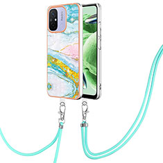 Coque Silicone Motif Fantaisie Souple Couleur Unie Etui Housse avec Laniere Strap YB5 pour Xiaomi Poco C55 Colorful