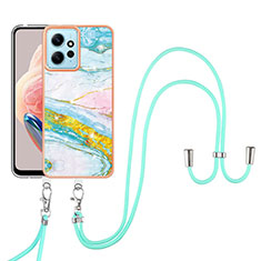 Coque Silicone Motif Fantaisie Souple Couleur Unie Etui Housse avec Laniere Strap YB5 pour Xiaomi Redmi Note 12 4G Colorful