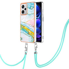 Coque Silicone Motif Fantaisie Souple Couleur Unie Etui Housse avec Laniere Strap YB5 pour Xiaomi Redmi Note 12 Explorer Colorful