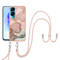 Coque Silicone Motif Fantaisie Souple Couleur Unie Etui Housse avec Laniere Strap YB7 pour Huawei Honor 90 Lite 5G Mixte