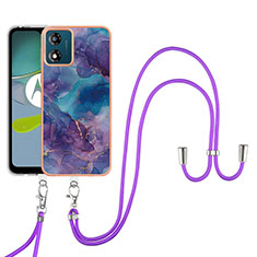 Coque Silicone Motif Fantaisie Souple Couleur Unie Etui Housse avec Laniere Strap YB7 pour Motorola Moto E13 Violet