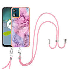 Coque Silicone Motif Fantaisie Souple Couleur Unie Etui Housse avec Laniere Strap YB7 pour Motorola Moto E13 Violet Clair