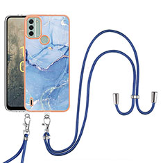 Coque Silicone Motif Fantaisie Souple Couleur Unie Etui Housse avec Laniere Strap YB7 pour Nokia C31 Bleu