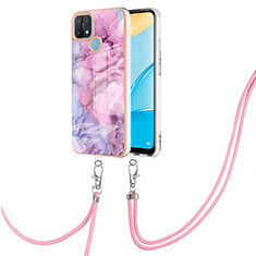 Coque Silicone Motif Fantaisie Souple Couleur Unie Etui Housse avec Laniere Strap YB7 pour Oppo A35 Rose