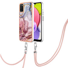 Coque Silicone Motif Fantaisie Souple Couleur Unie Etui Housse avec Laniere Strap YB7 pour Samsung Galaxy A03s Mixte