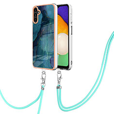 Coque Silicone Motif Fantaisie Souple Couleur Unie Etui Housse avec Laniere Strap YB7 pour Samsung Galaxy A04s Vert