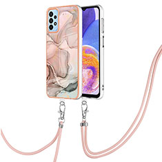 Coque Silicone Motif Fantaisie Souple Couleur Unie Etui Housse avec Laniere Strap YB7 pour Samsung Galaxy A13 4G Rose