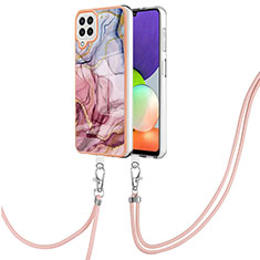 Coque Silicone Motif Fantaisie Souple Couleur Unie Etui Housse avec Laniere Strap YB7 pour Samsung Galaxy A22 4G Mixte