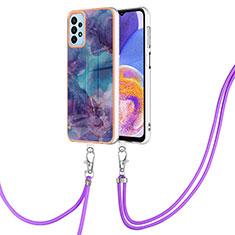 Coque Silicone Motif Fantaisie Souple Couleur Unie Etui Housse avec Laniere Strap YB7 pour Samsung Galaxy A32 5G Violet