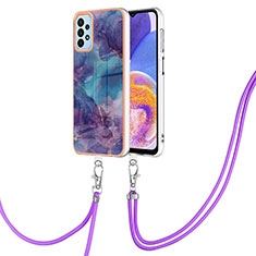Coque Silicone Motif Fantaisie Souple Couleur Unie Etui Housse avec Laniere Strap YB7 pour Samsung Galaxy A52s 5G Violet