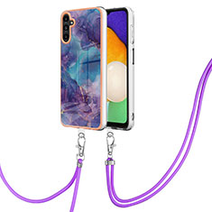 Coque Silicone Motif Fantaisie Souple Couleur Unie Etui Housse avec Laniere Strap YB7 pour Samsung Galaxy Quantum4 5G Violet