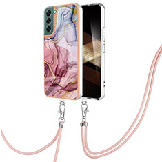 Coque Silicone Motif Fantaisie Souple Couleur Unie Etui Housse avec Laniere Strap YB7 pour Samsung Galaxy S24 5G Mixte