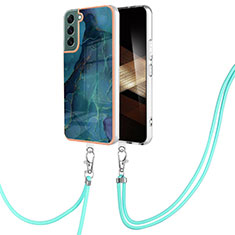 Coque Silicone Motif Fantaisie Souple Couleur Unie Etui Housse avec Laniere Strap YB7 pour Samsung Galaxy S24 Plus 5G Vert