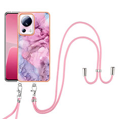 Coque Silicone Motif Fantaisie Souple Couleur Unie Etui Housse avec Laniere Strap YB7 pour Xiaomi Civi 2 5G Violet Clair