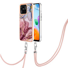 Coque Silicone Motif Fantaisie Souple Couleur Unie Etui Housse avec Laniere Strap YB7 pour Xiaomi Redmi 10 India Mixte