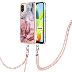 Coque Silicone Motif Fantaisie Souple Couleur Unie Etui Housse avec Laniere Strap YB7 pour Xiaomi Redmi A2 Plus Mixte