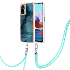 Coque Silicone Motif Fantaisie Souple Couleur Unie Etui Housse avec Laniere Strap YB7 pour Xiaomi Redmi Note 10S 4G Vert