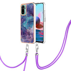 Coque Silicone Motif Fantaisie Souple Couleur Unie Etui Housse avec Laniere Strap YB7 pour Xiaomi Redmi Note 11 SE India 4G Violet