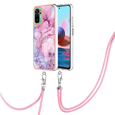 Coque Silicone Motif Fantaisie Souple Couleur Unie Etui Housse avec Laniere Strap YB7 pour Xiaomi Redmi Note 11 SE India 4G Violet Clair