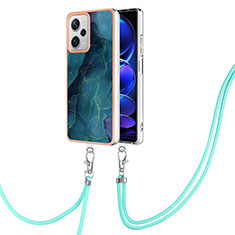 Coque Silicone Motif Fantaisie Souple Couleur Unie Etui Housse avec Laniere Strap YB7 pour Xiaomi Redmi Note 12 Explorer Vert