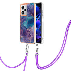 Coque Silicone Motif Fantaisie Souple Couleur Unie Etui Housse avec Laniere Strap YB7 pour Xiaomi Redmi Note 12 Explorer Violet