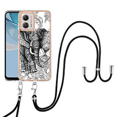 Coque Silicone Motif Fantaisie Souple Couleur Unie Etui Housse avec Laniere Strap YB8 pour Motorola Moto G53j 5G Gris