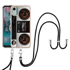 Coque Silicone Motif Fantaisie Souple Couleur Unie Etui Housse avec Laniere Strap YB8 pour Nokia C12 Colorful