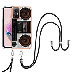 Coque Silicone Motif Fantaisie Souple Couleur Unie Etui Housse avec Laniere Strap YB8 pour Xiaomi Redmi Note 12S Colorful