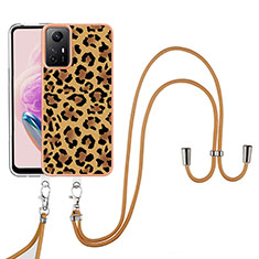 Coque Silicone Motif Fantaisie Souple Couleur Unie Etui Housse avec Laniere Strap YB8 pour Xiaomi Redmi Note 12S Marron