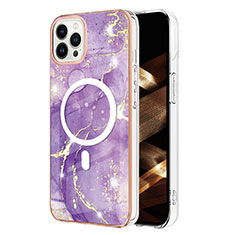 Coque Silicone Motif Fantaisie Souple Couleur Unie Etui Housse avec Mag-Safe Magnetic Magnetique pour Apple iPhone 13 Pro Violet