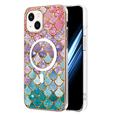 Coque Silicone Motif Fantaisie Souple Couleur Unie Etui Housse avec Mag-Safe Magnetic Magnetique pour Apple iPhone 14 Plus Colorful