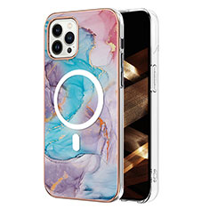 Coque Silicone Motif Fantaisie Souple Couleur Unie Etui Housse avec Mag-Safe Magnetic Magnetique pour Apple iPhone 15 Pro Bleu