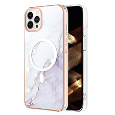 Coque Silicone Motif Fantaisie Souple Couleur Unie Etui Housse avec Mag-Safe Magnetic Magnetique pour Apple iPhone 15 Pro Max Blanc