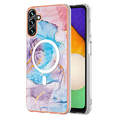 Coque Silicone Motif Fantaisie Souple Couleur Unie Etui Housse avec Mag-Safe Magnetic Magnetique pour Samsung Galaxy A54 5G Bleu