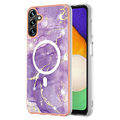 Coque Silicone Motif Fantaisie Souple Couleur Unie Etui Housse avec Mag-Safe Magnetic Magnetique pour Samsung Galaxy A54 5G Violet